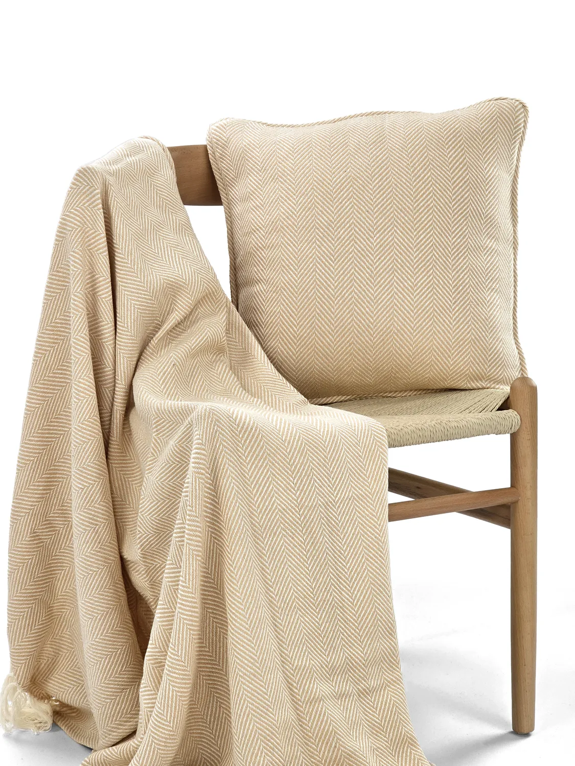 Puzdro na vankúš - Denisa Fishbone (béžová/biela)