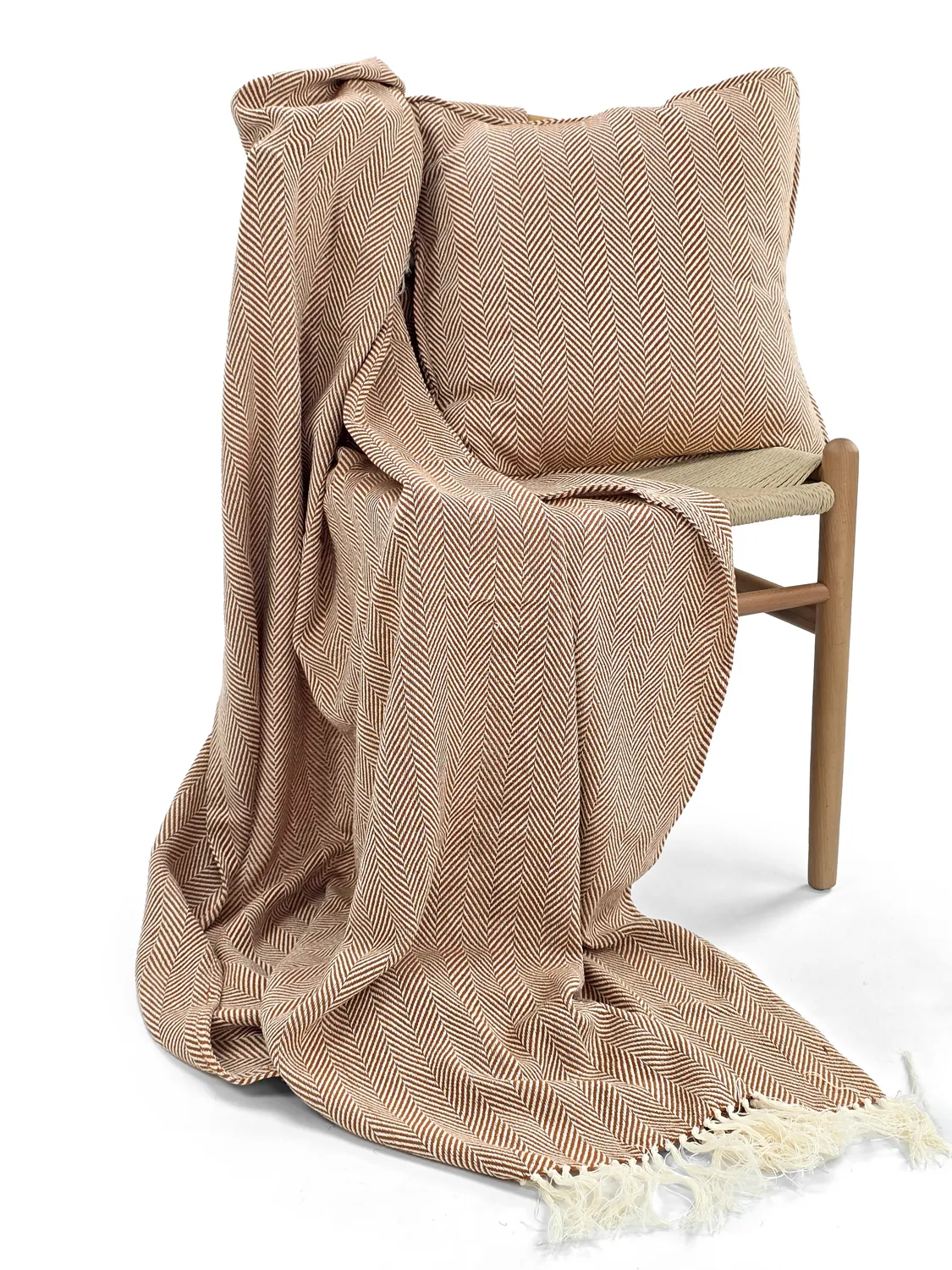 Puzdro na vankúš - Denisa Fishbone (hnedá/biela)