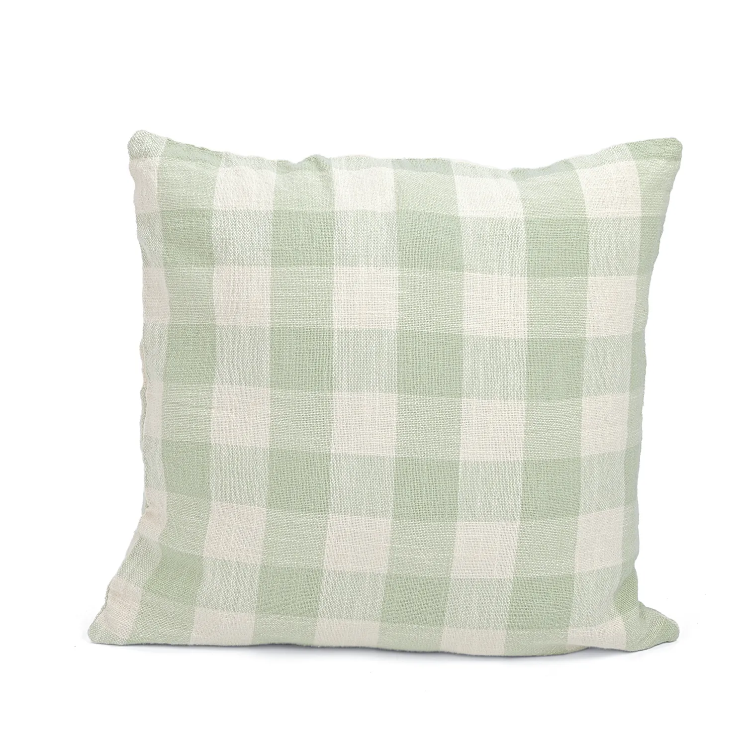 Kuddfodral - Isela check cotton cushion cover (cream/ljusgrön)