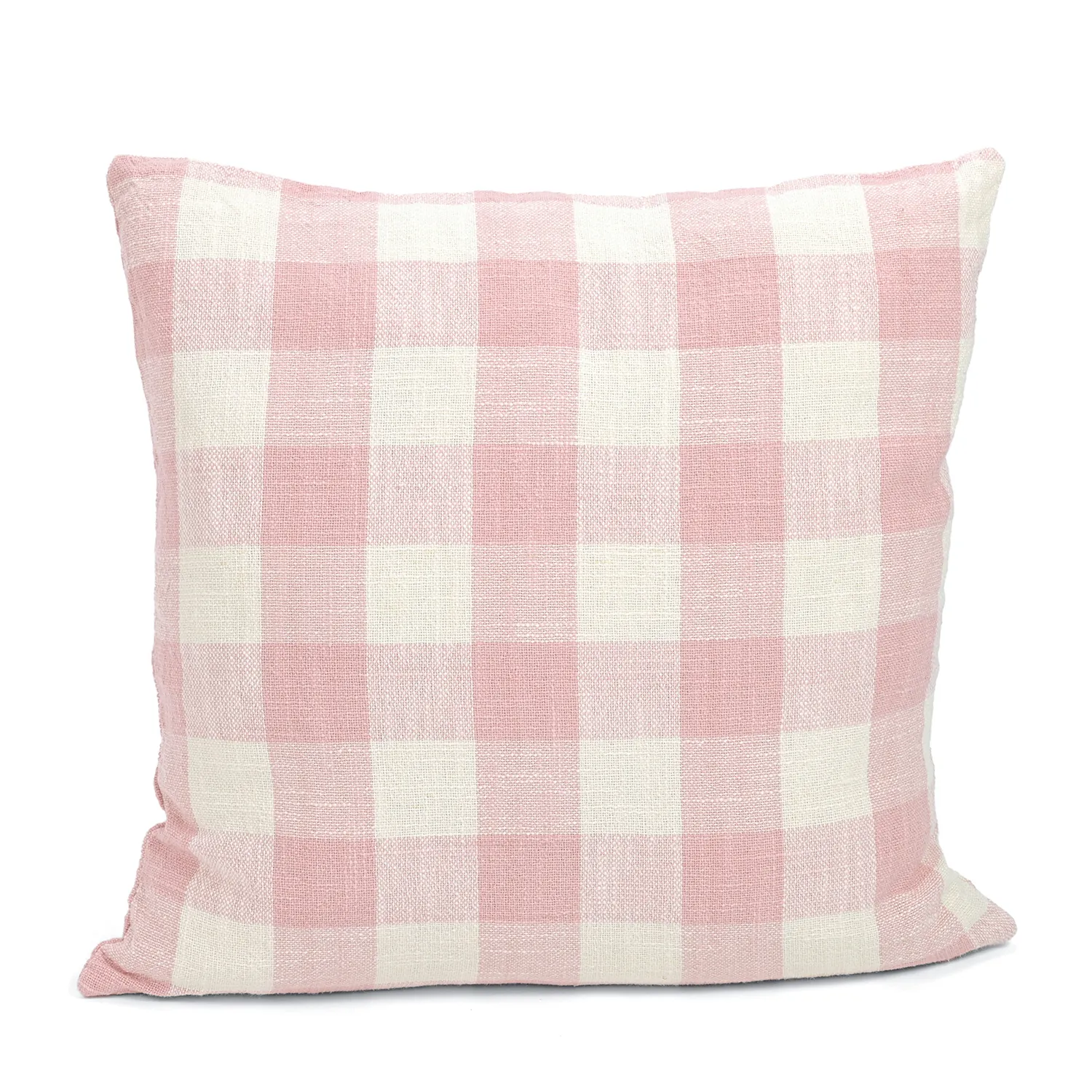 Kuddfodral - Isela check cotton cushion cover (cream/rosa)