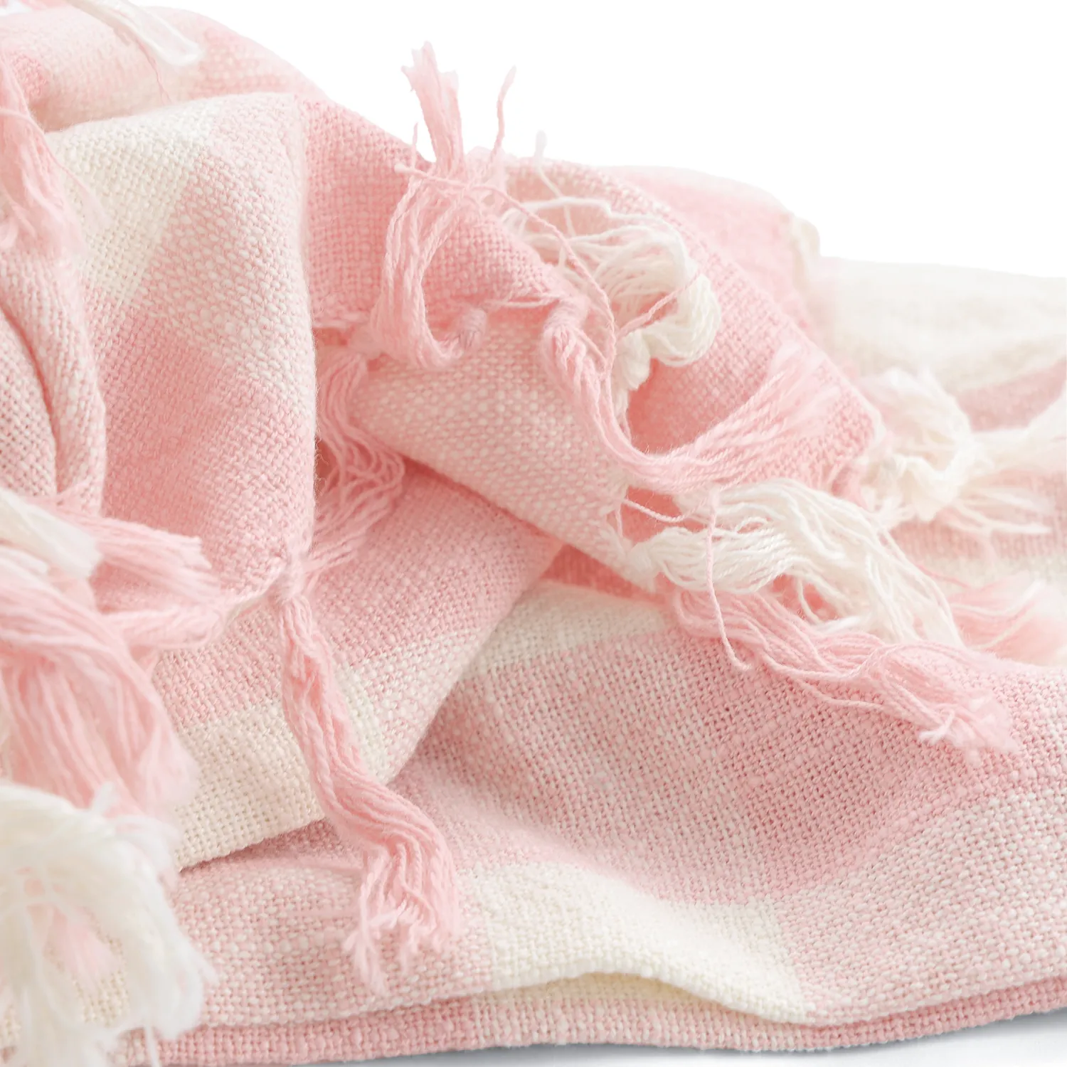 Filtar - Isela check cotton throw (cream/rosa)