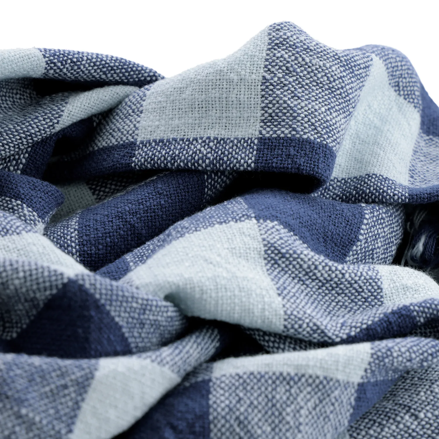 Filtar - Isela check cotton throw (navy/ljusblå)
