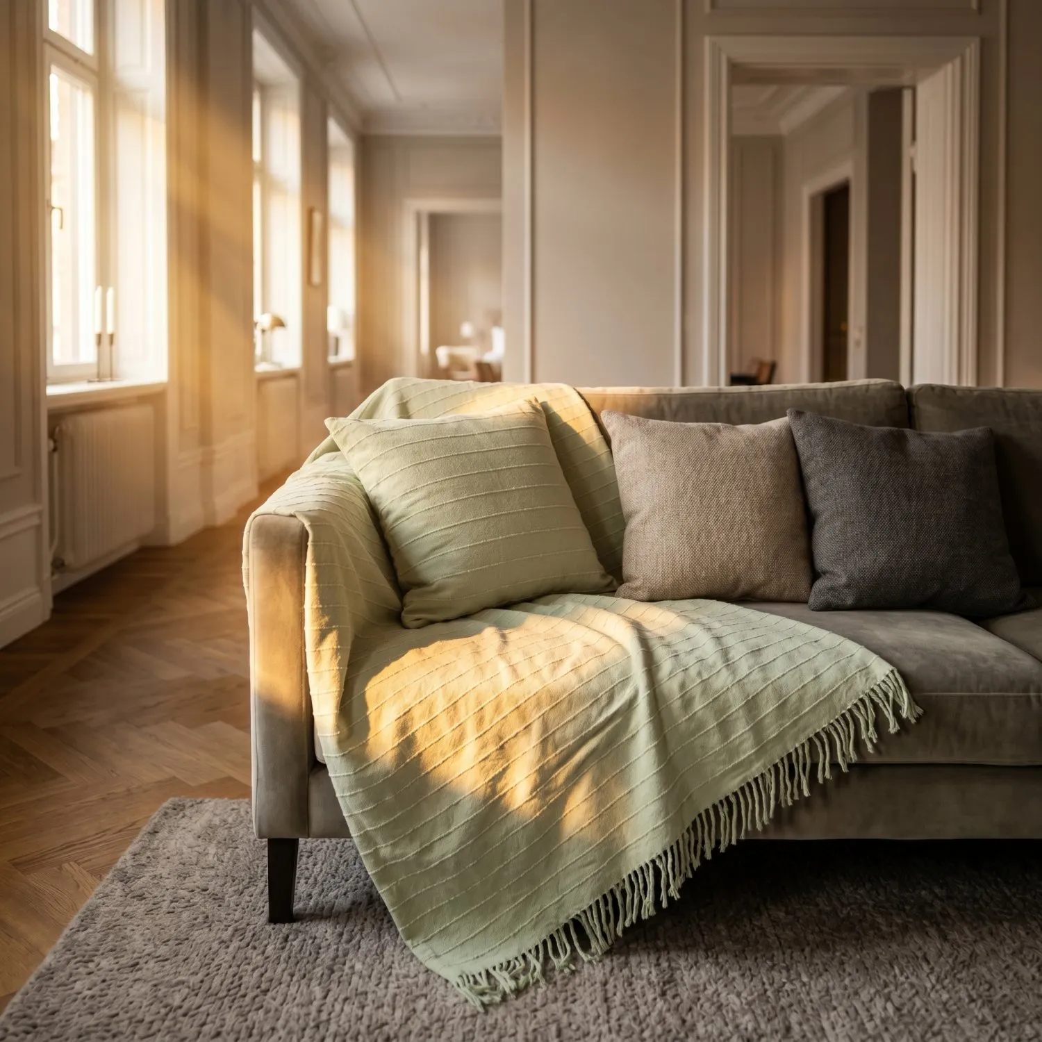 Kuddfodral - Nalani cotton cushion cover (ljusgrön)