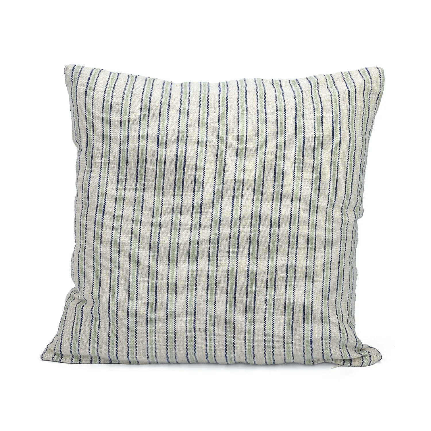 Kuddfodral - Rumi stripe cotton cushion cover (cream/navy/ljusgrön)
