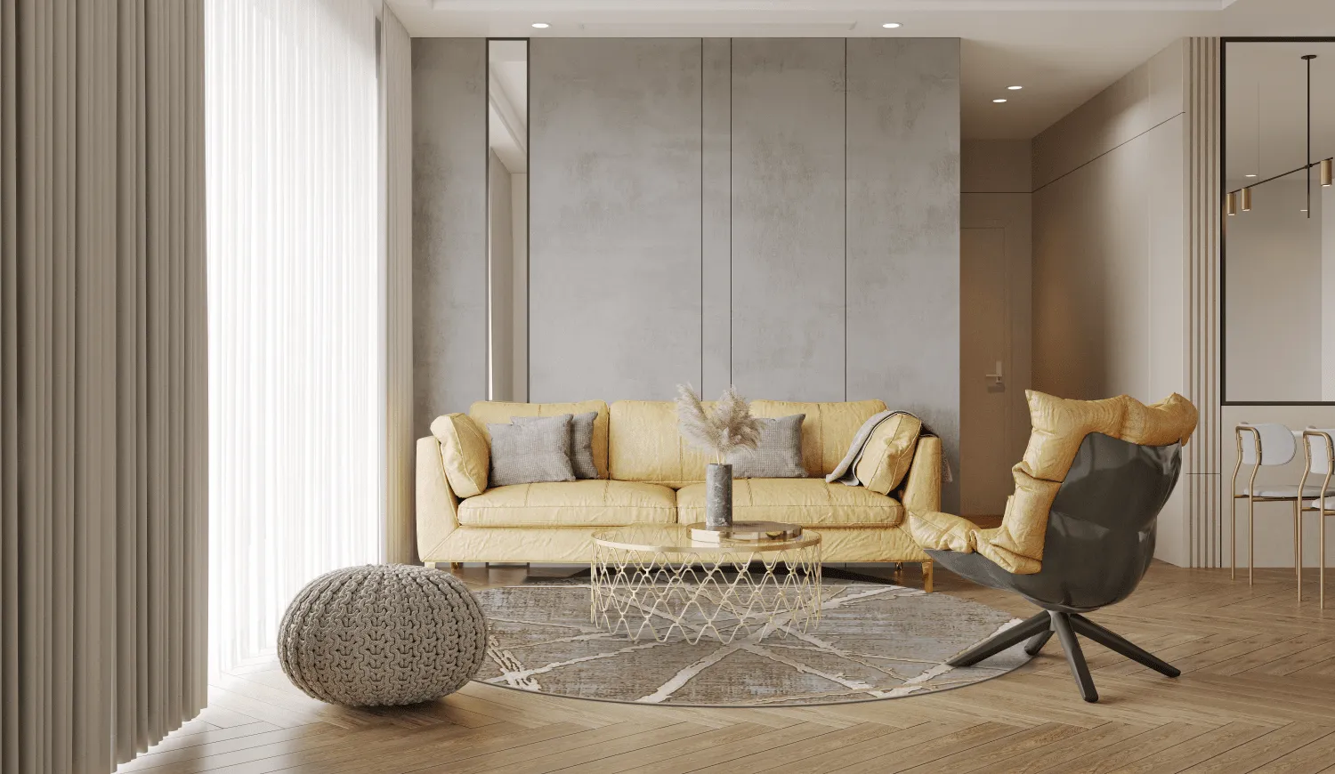 Kruhový koberec - Lagos (béžový)