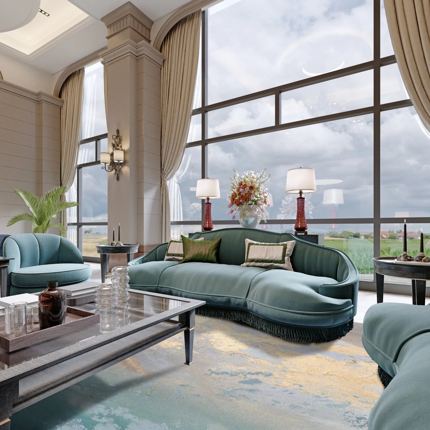 Koberec Wilton - Lesley (modrá/šedá/turquoise)