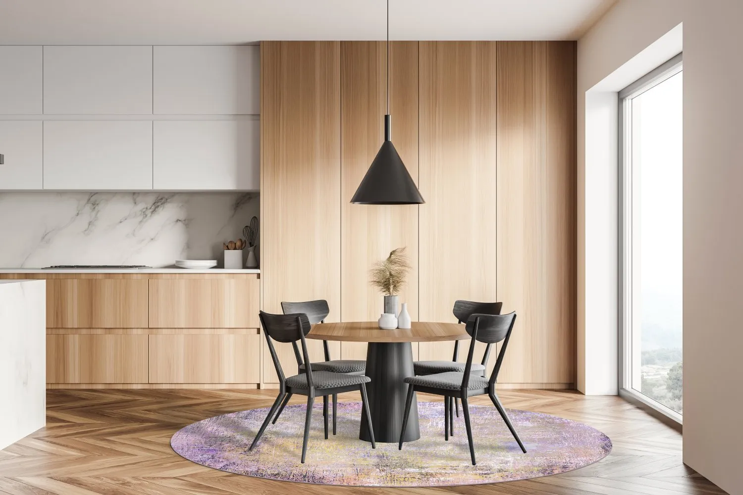 Kruhový koberec - Loures (fialový)