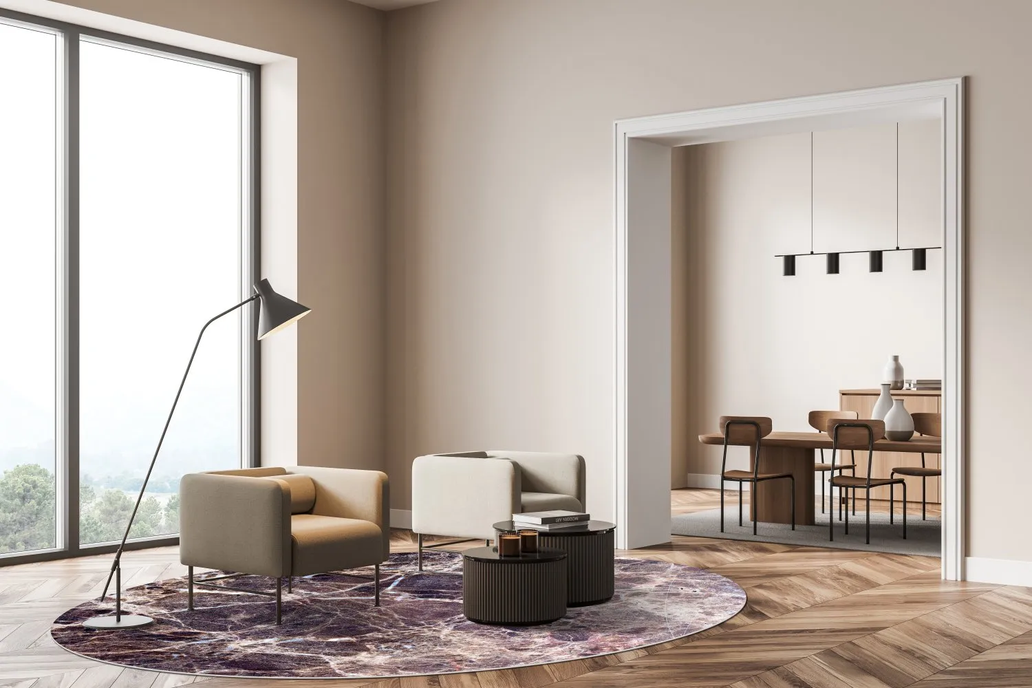 Koberec okrúhly - Sines (fialový)