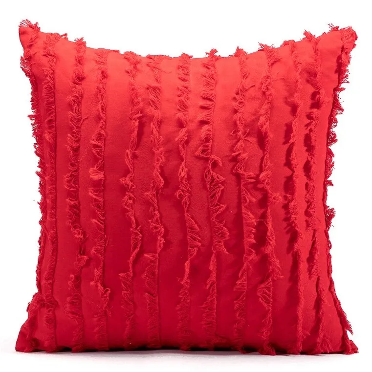 Puzdro na vankúš - Boho Linen 45 x 45 cm (červené)
