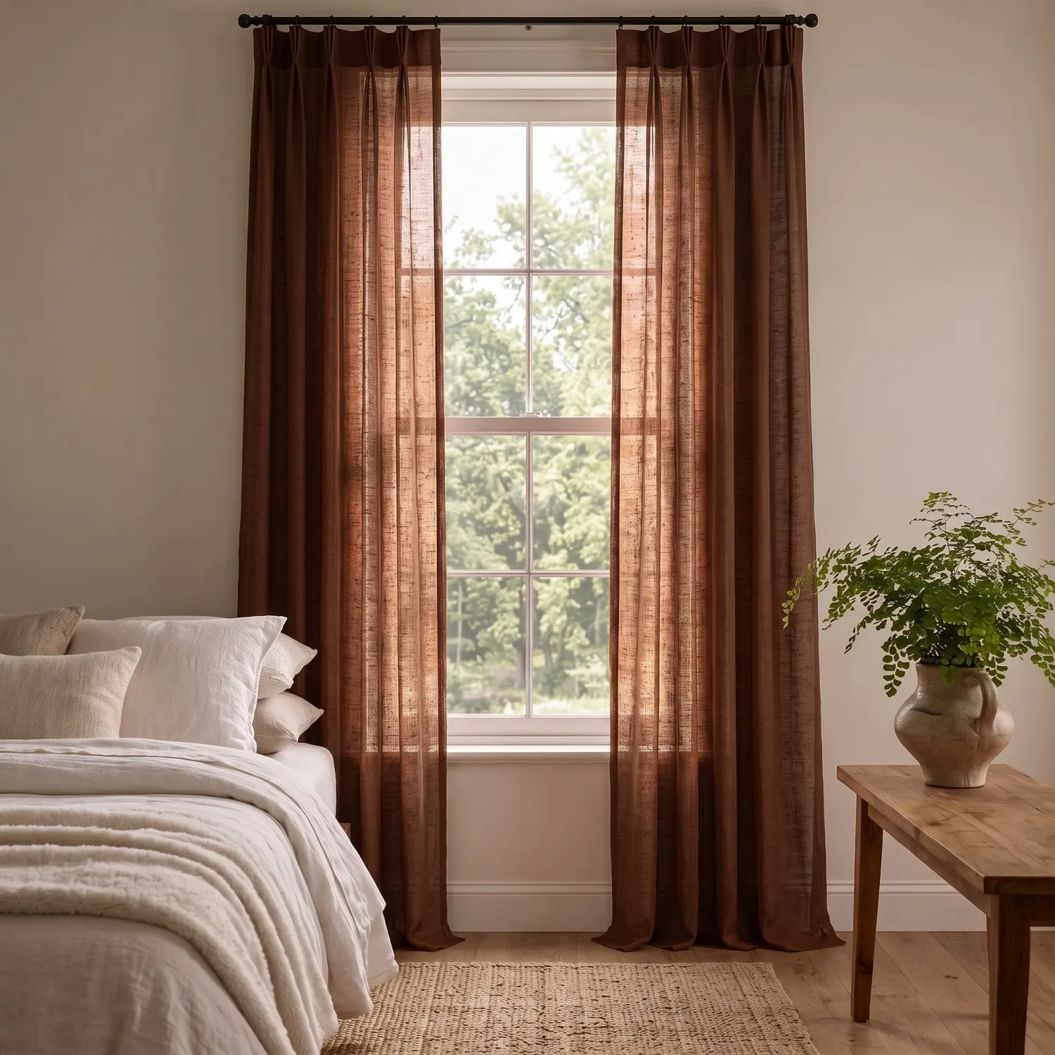 Gardiner 2-Pack - Linnemixgardin Lumira (mörkbrun)