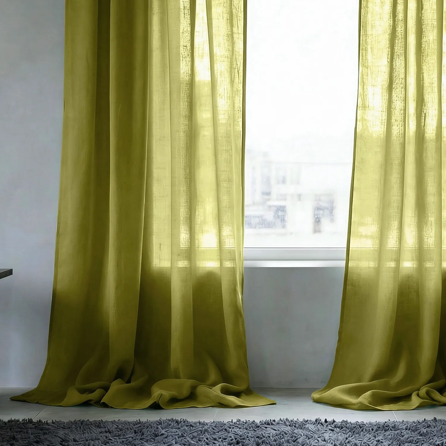 Gardiner 2-Pack - Linnemixgardin Lumira (grön)