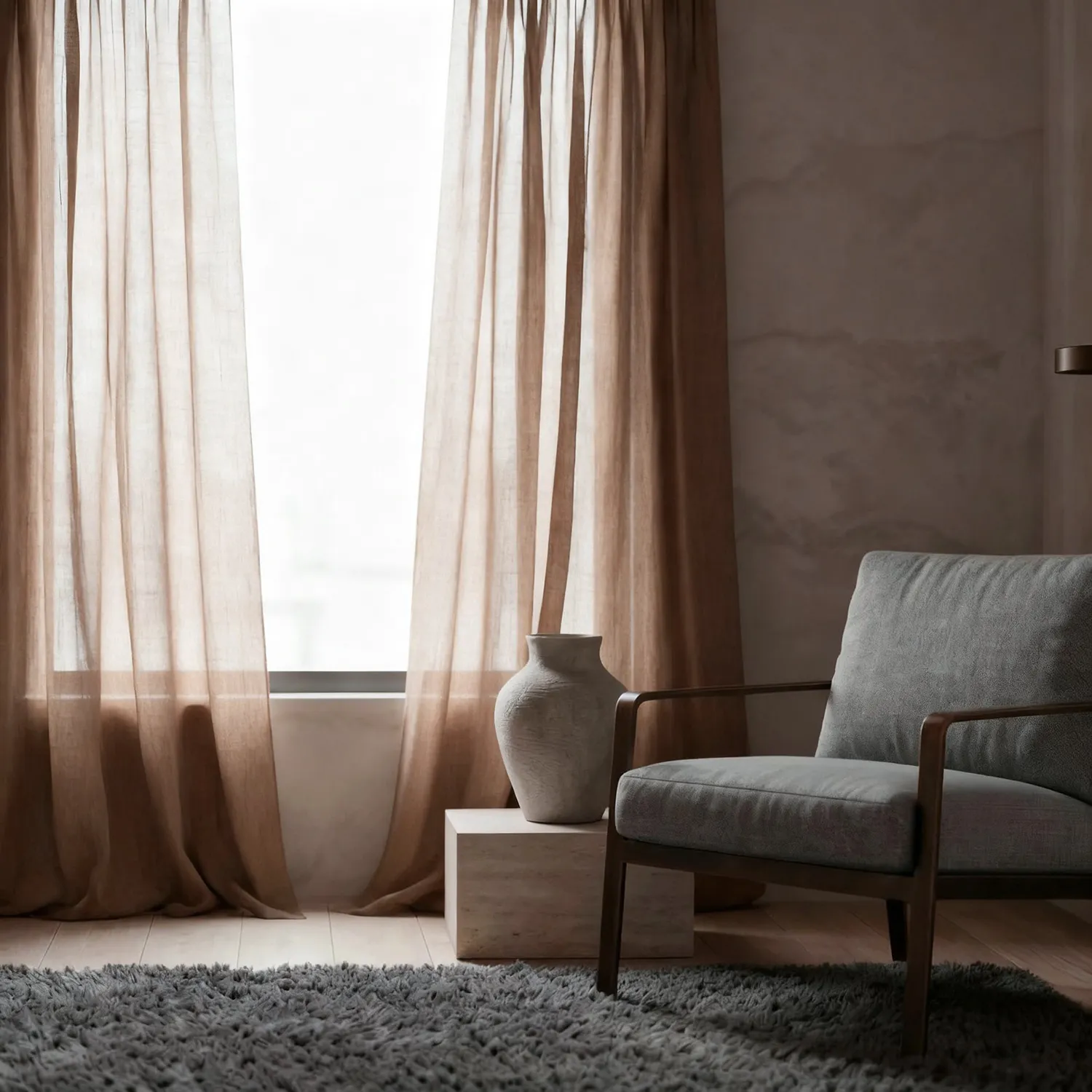 Gardiner 2-Pack - Linnemixgardin Lumira (mörkbrun)