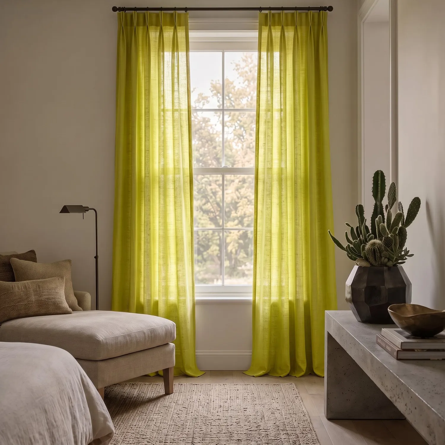 Gardiner 2-Pack - Linnemixgardin Lumira (grön)