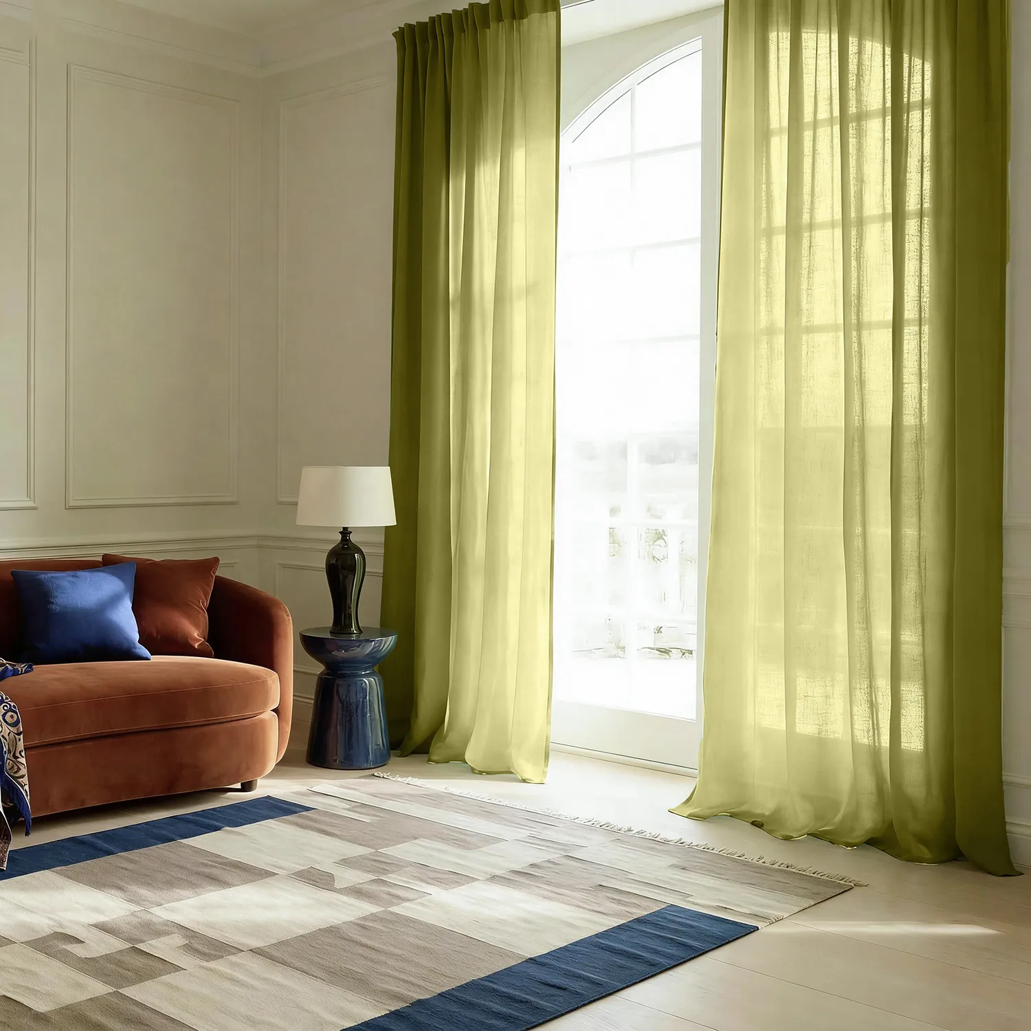 Gardiner 2-Pack - Linnemixgardin Lumira (grön)