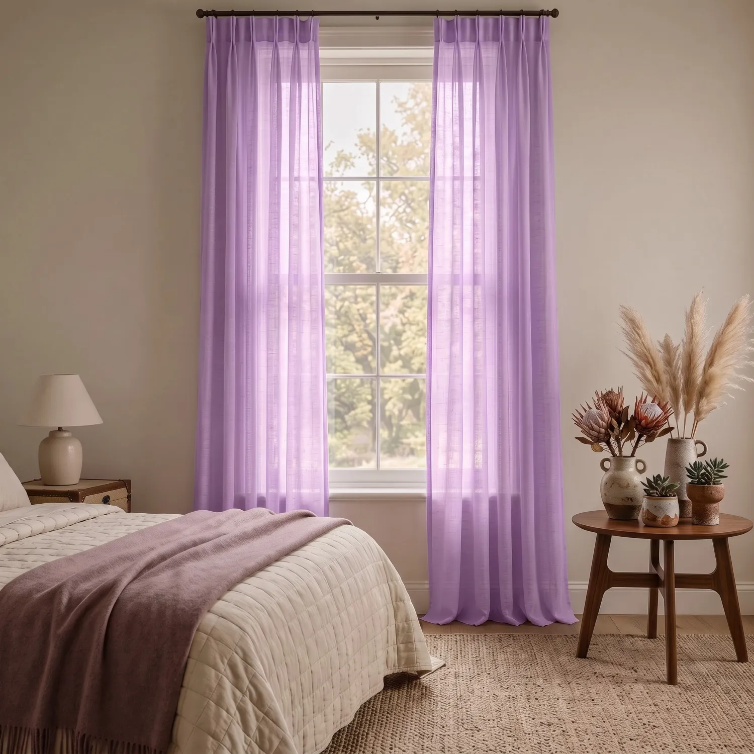 Gardiner 2-Pack - Linnemixgardin Lumira (lila)