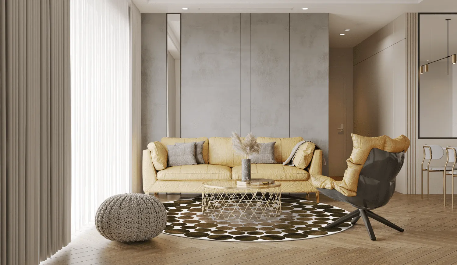 Kruhový koberec - Marineo (hnedá/zelená)