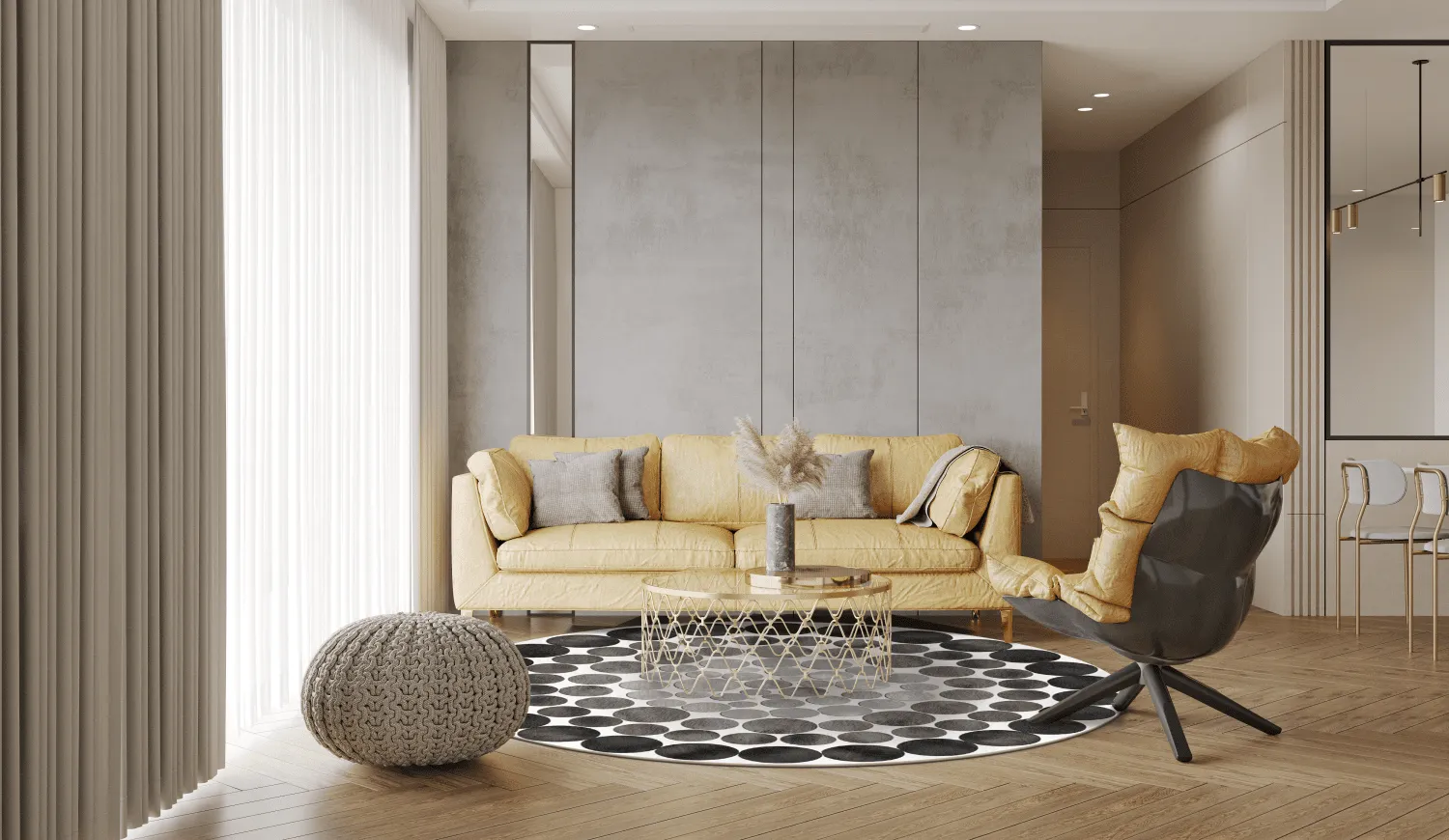 Kruhový koberec - Marineo (šedá)