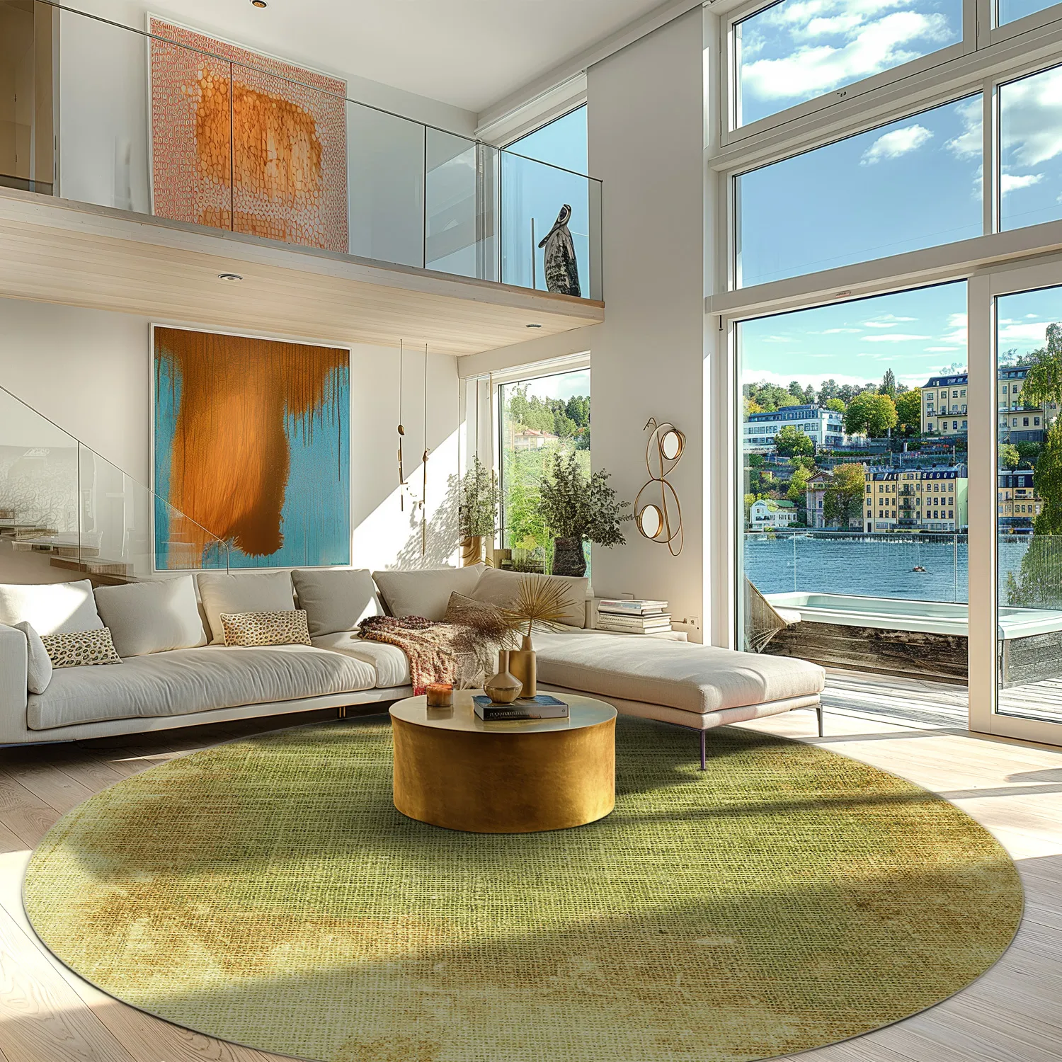 Kruhový koberec - Albaida (zelený)