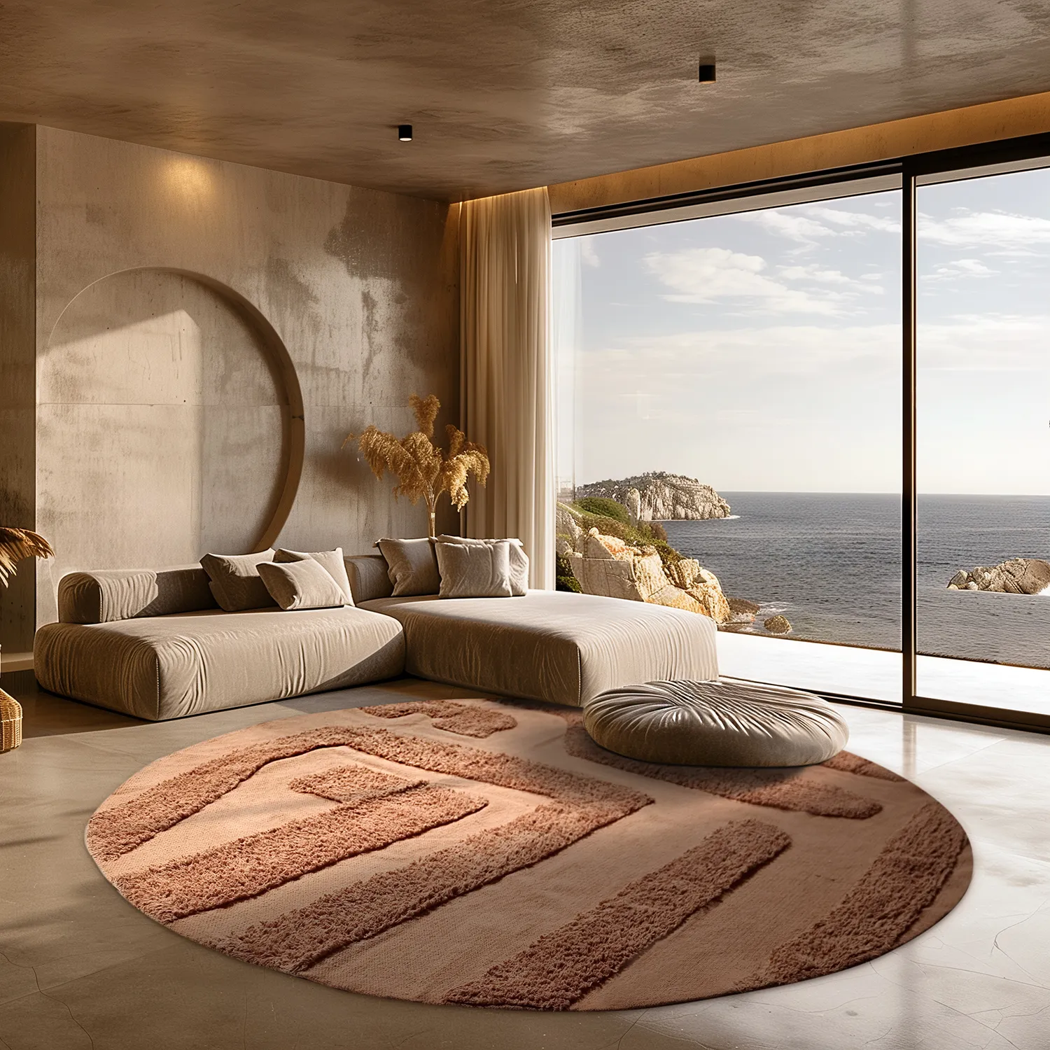 Kruhový koberec - Alexa Natural Cotton Shaggy (terracota)