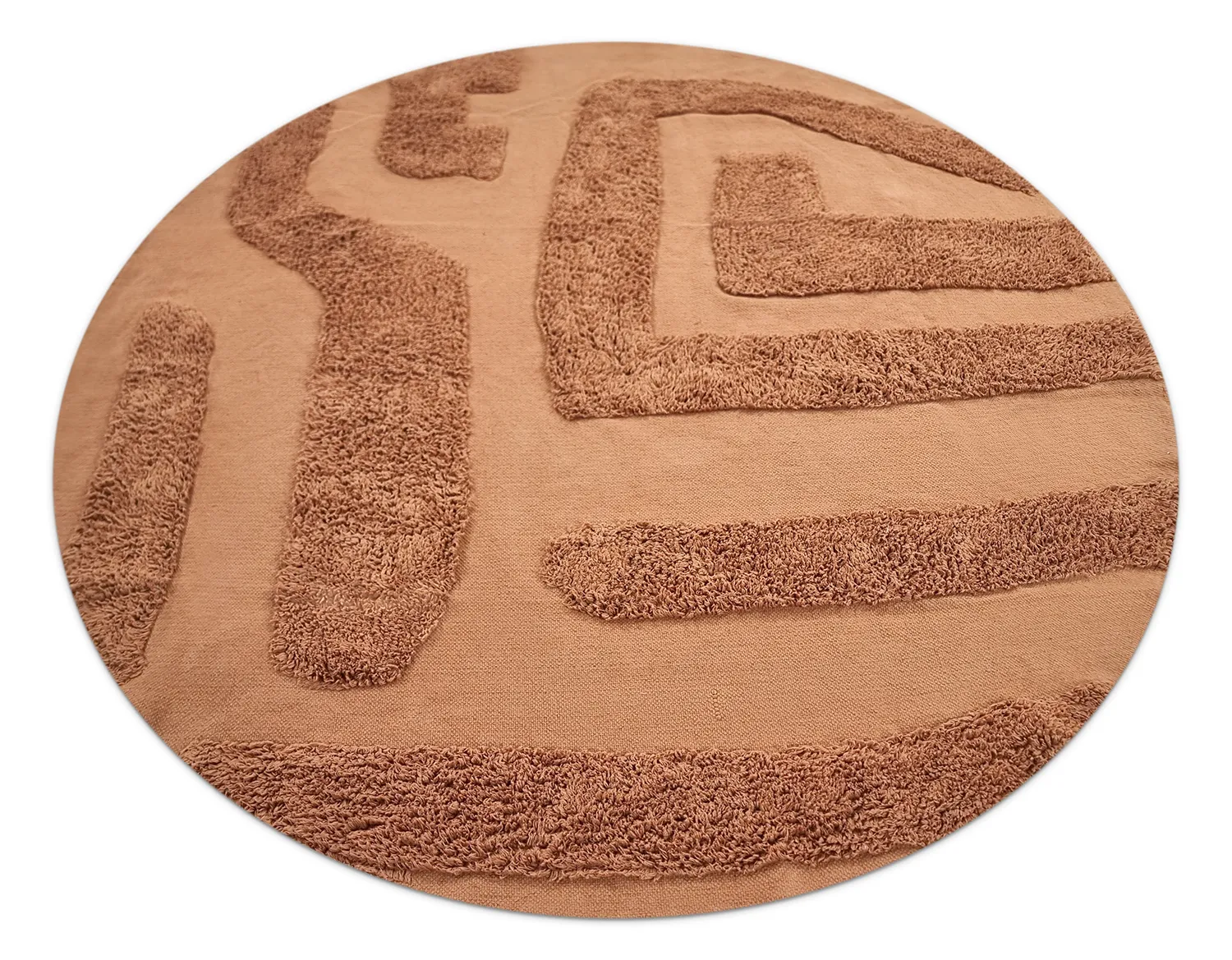 Kruhový koberec - Alexa Natural Cotton Shaggy (terracota)