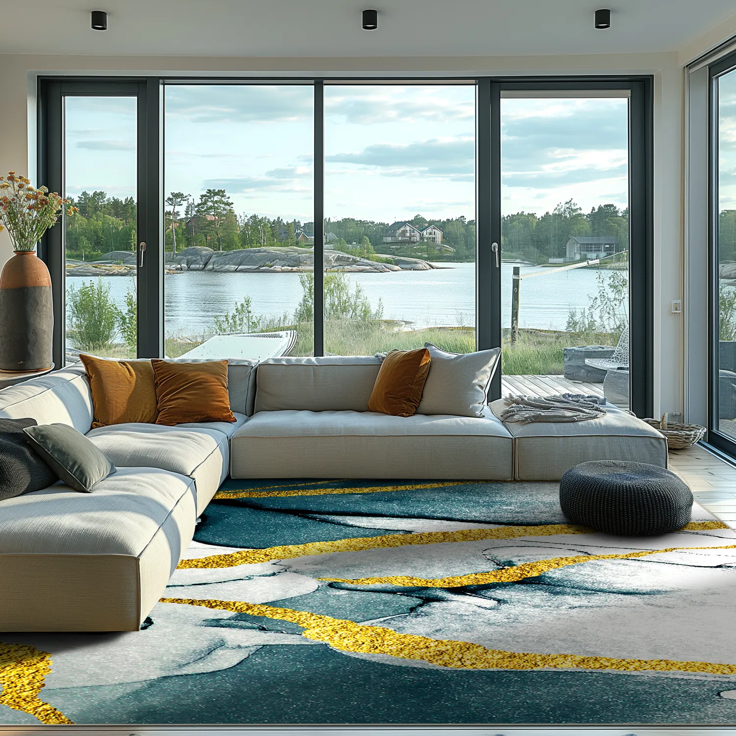 Koberec Wilton - Alvaro (modrý/biely/zlatý)