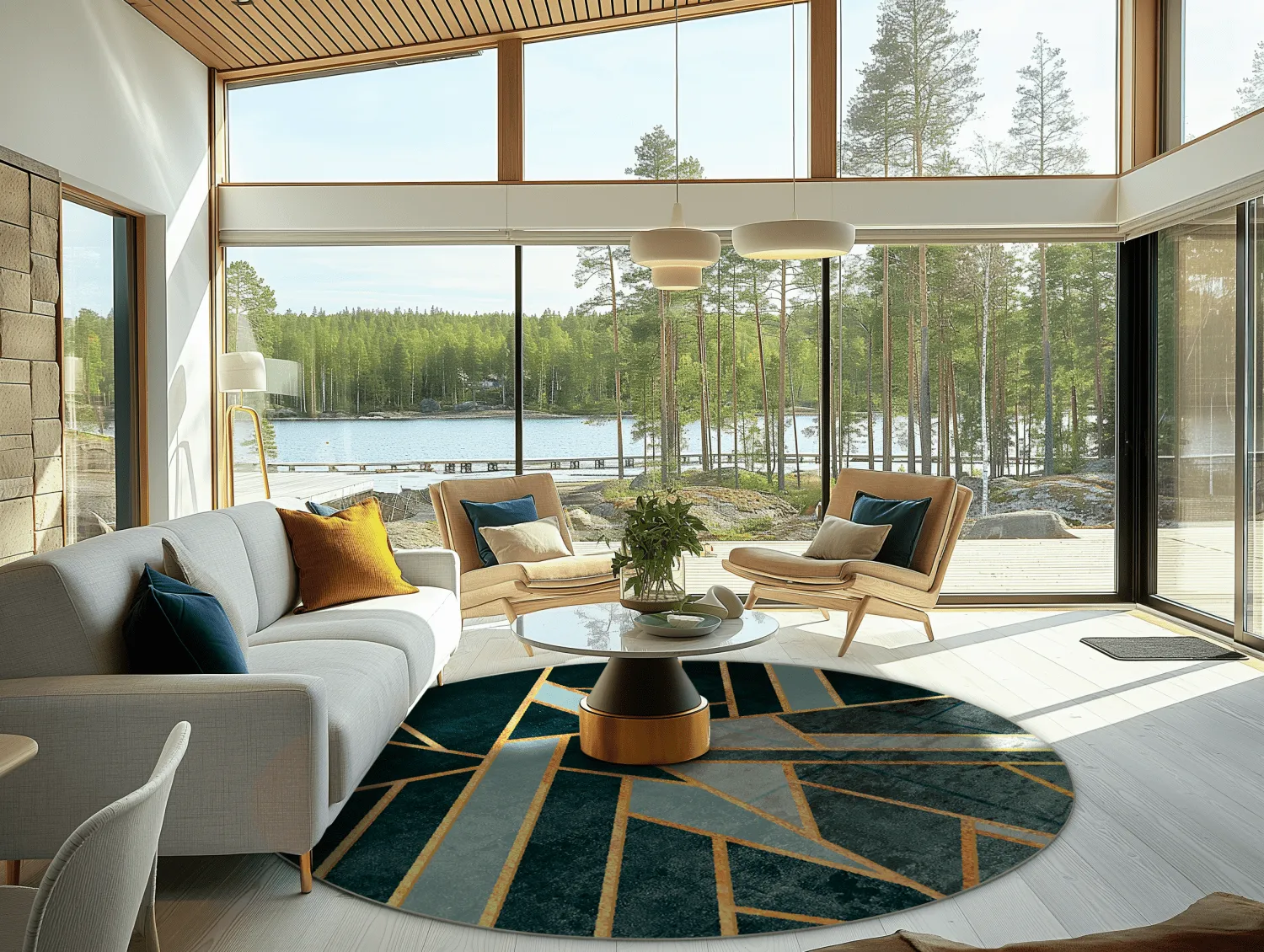 Kruhový koberec - Amasra (zelený)