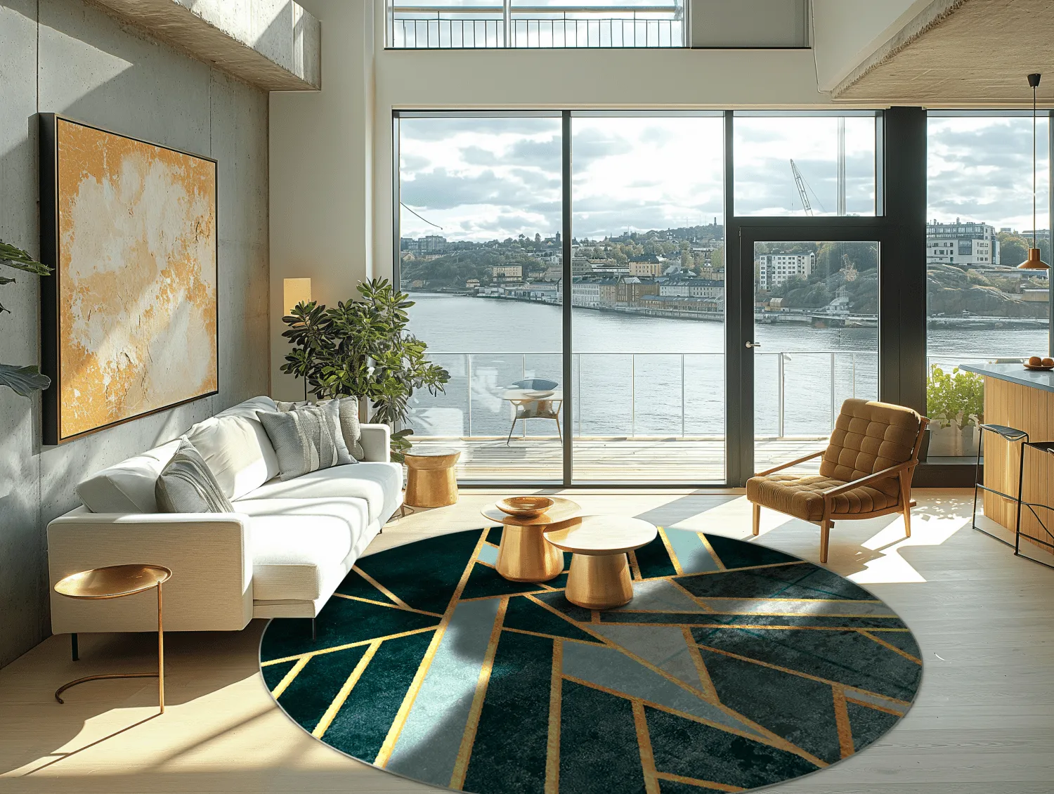 Kruhový koberec - Amasra (zelený)