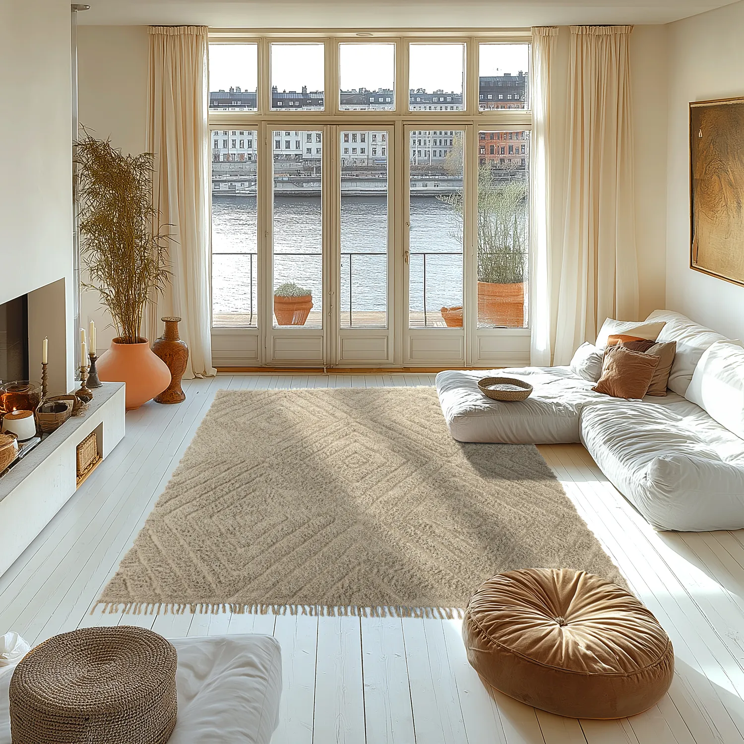 Koberce s dlhým vlasom - Amberley Natural Cotton Shaggy (béžová)