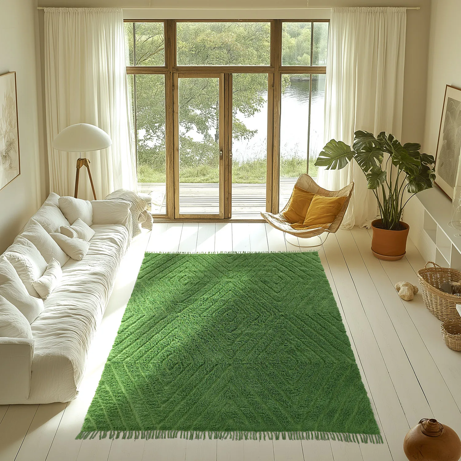 Koberce s dlhým vlasom - Amberley Natural Cotton Shaggy (zelená)