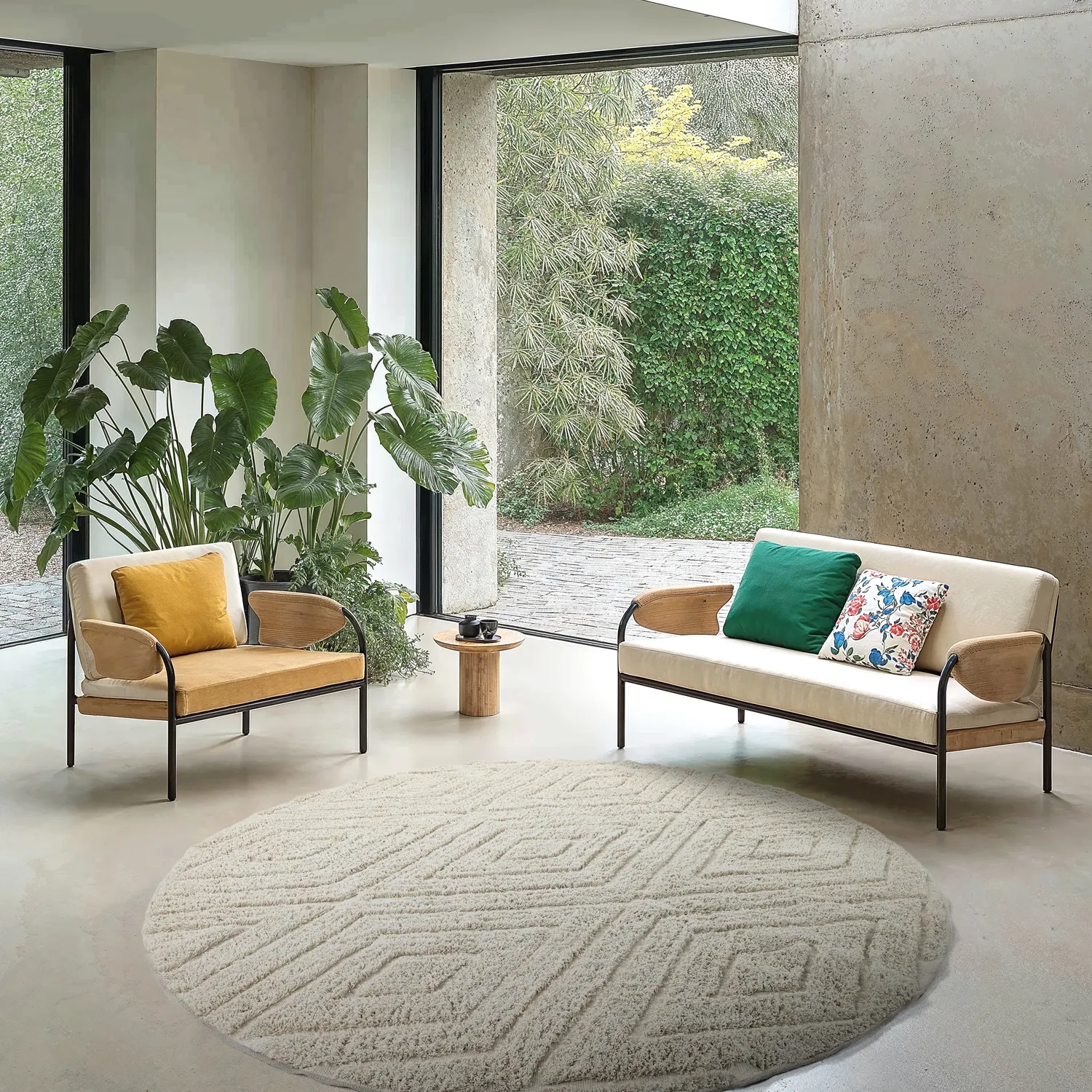 Kolo koberce - Amberley Natural Cotton Shaggy (špinavá biela)