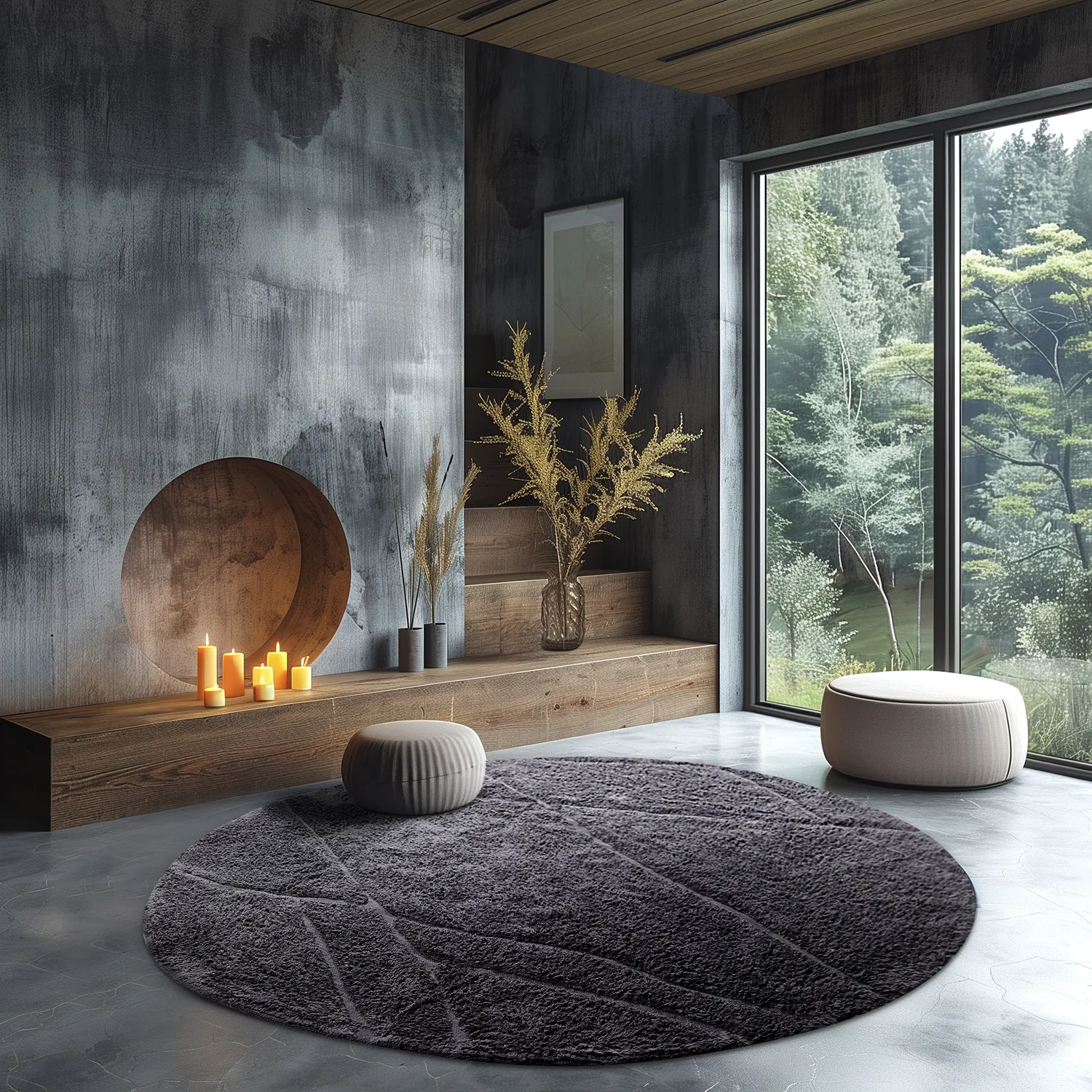 Kolo koberce - Andrea Natural Cotton Shaggy (čierna)