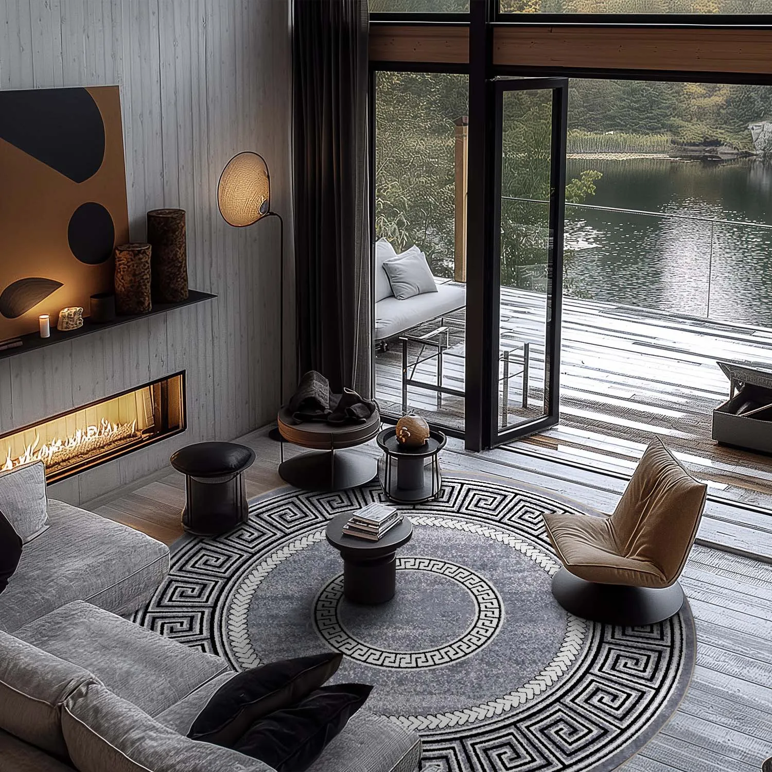 Kruhový koberec - Ankara Versace (šedý)