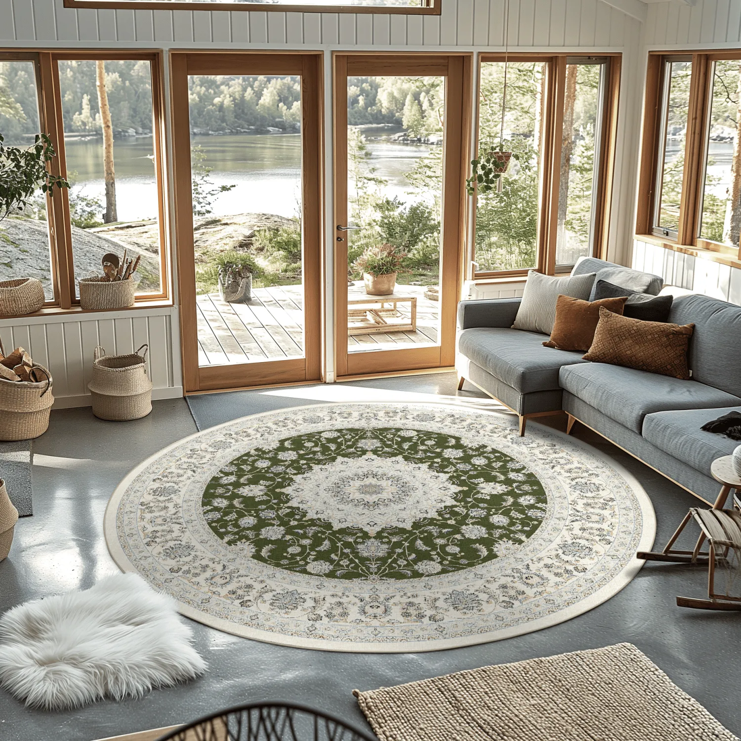 Kruhový koberec - Arabella (zelená)