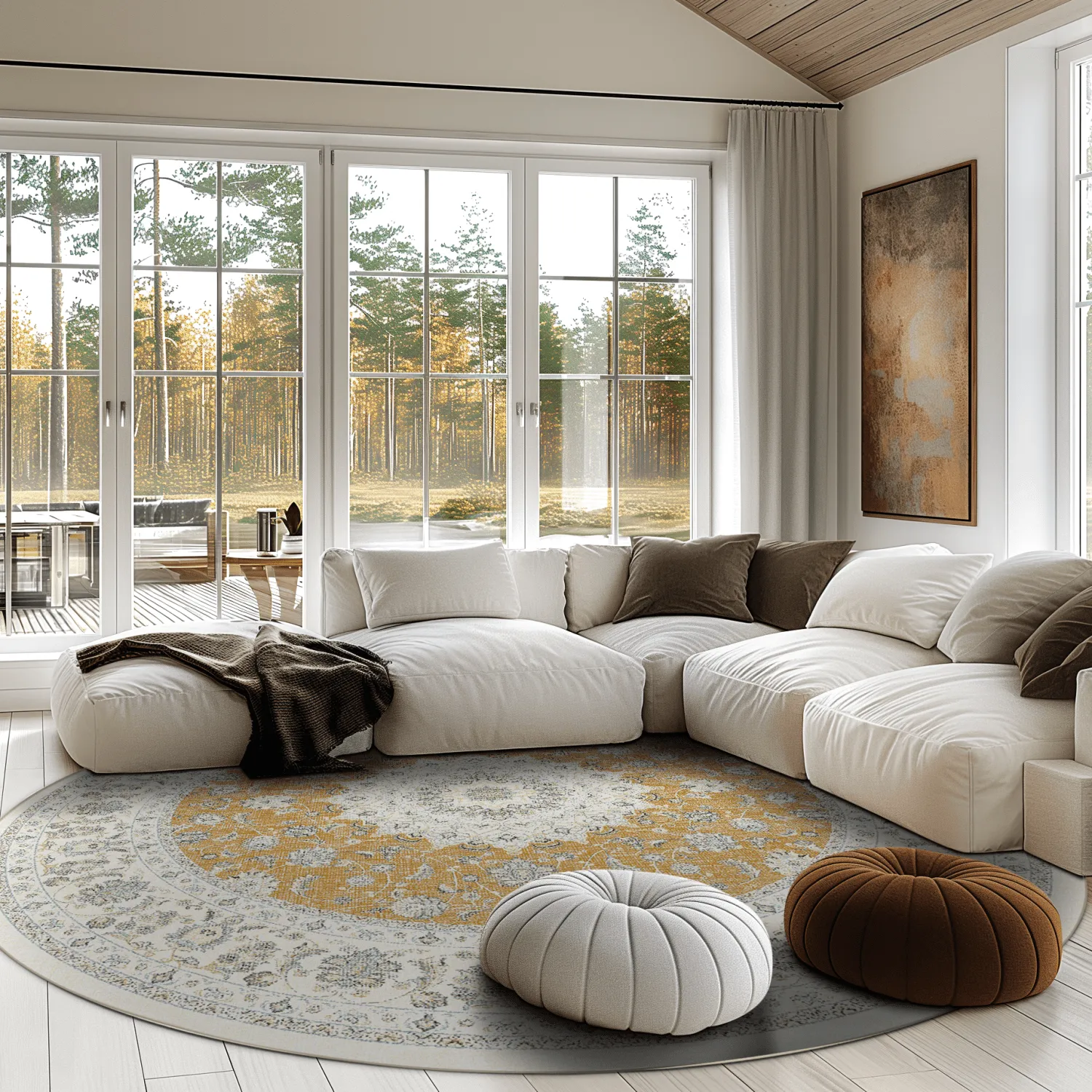 Kruhový koberec - Arabella (okrová)