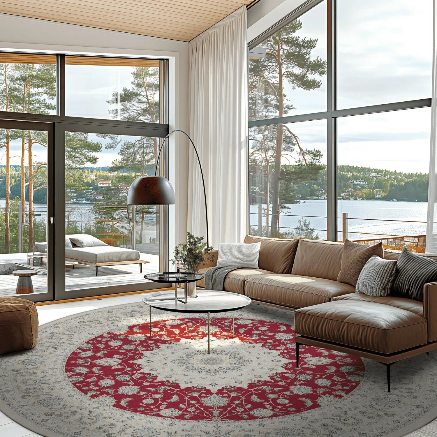 Kruhový koberec - Arabella (červená)