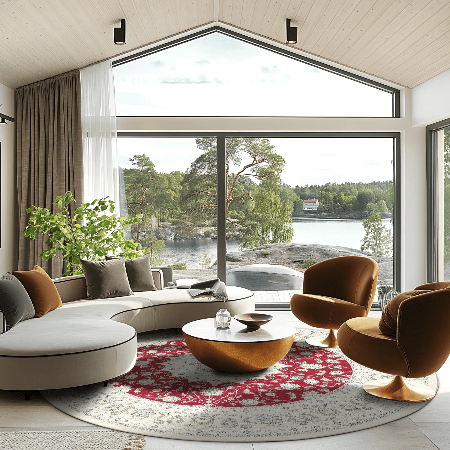 Kruhový koberec - Arabella (červená)