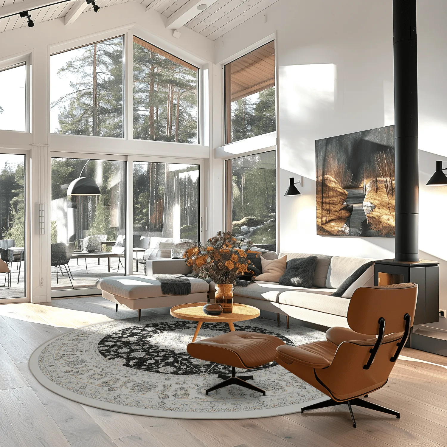 Kruhový koberec - Arabella (čierny)