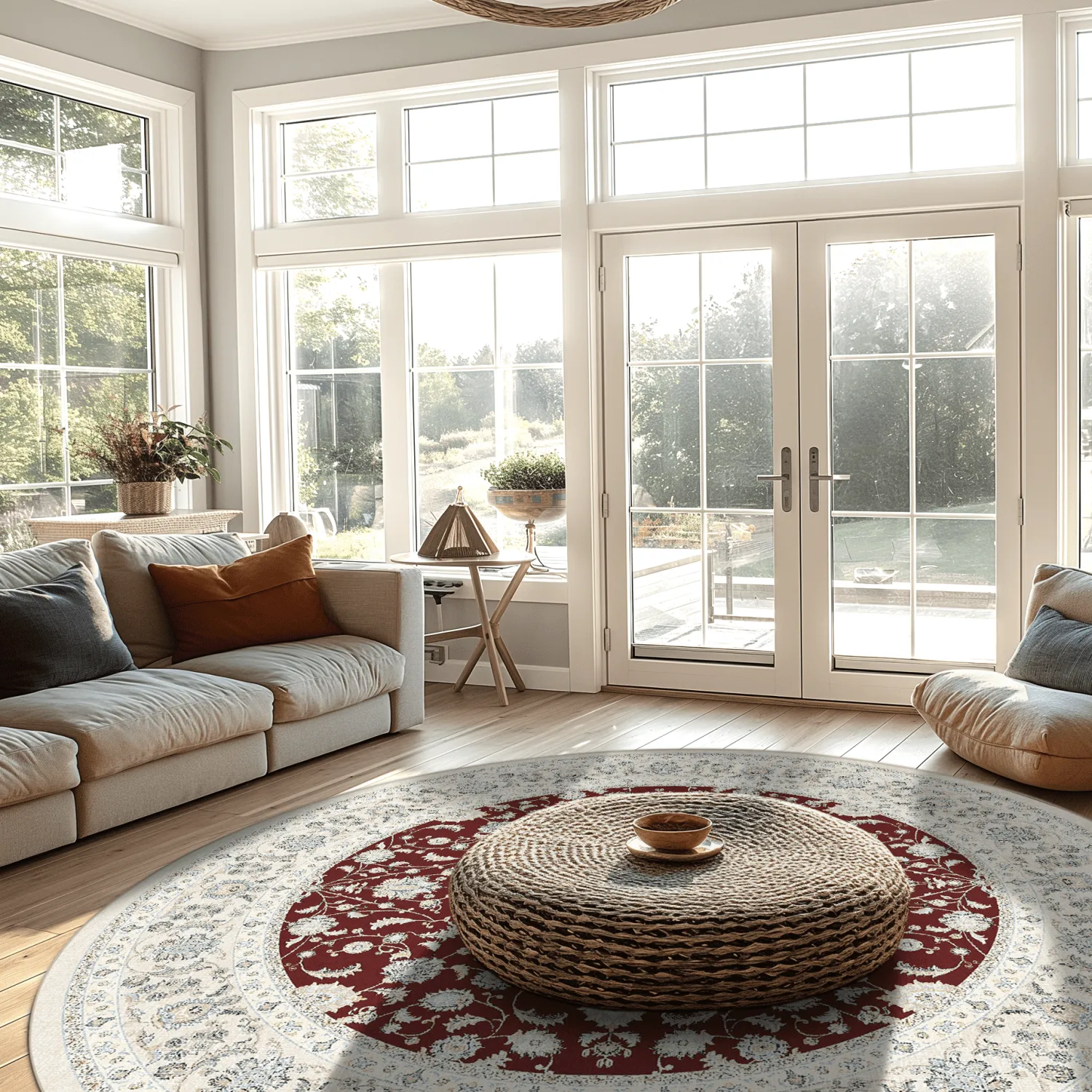 Kruhový koberec - Arabella (bordó)