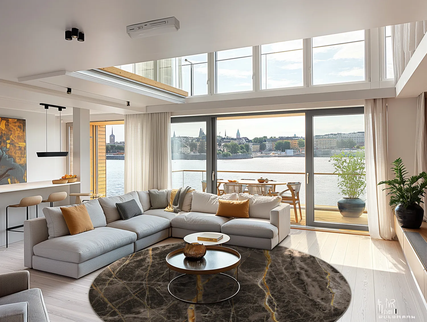 Kruhový koberec - Aris (čierny/zlatý)