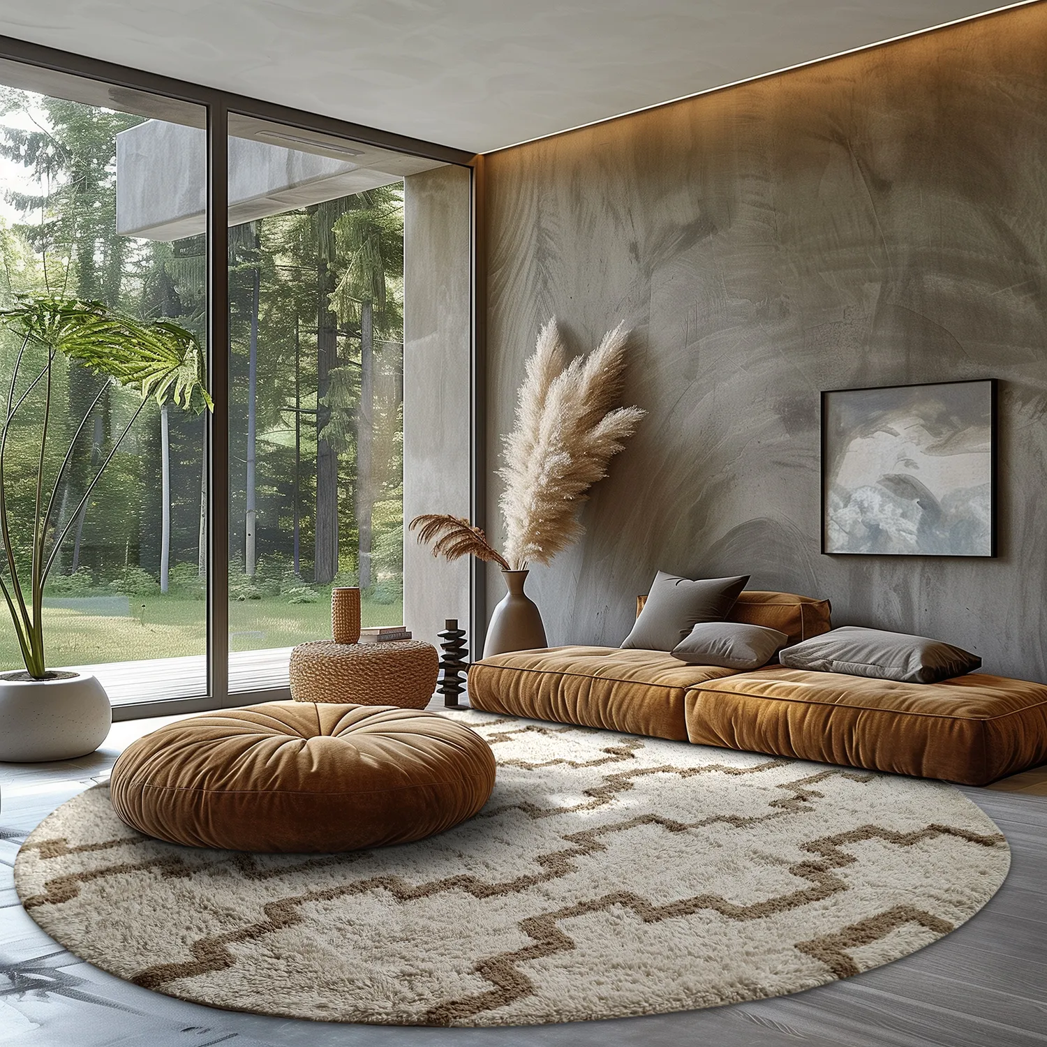 Kolo koberce - Arlon Natural Cotton Shaggy (bege)