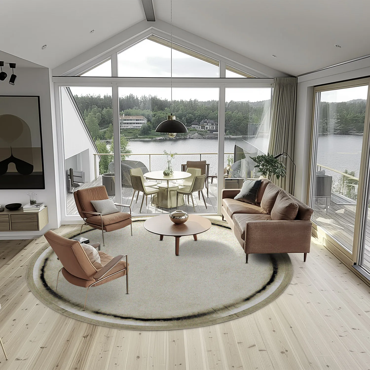 Kruhový koberec - Arriate (béžový/sivý)