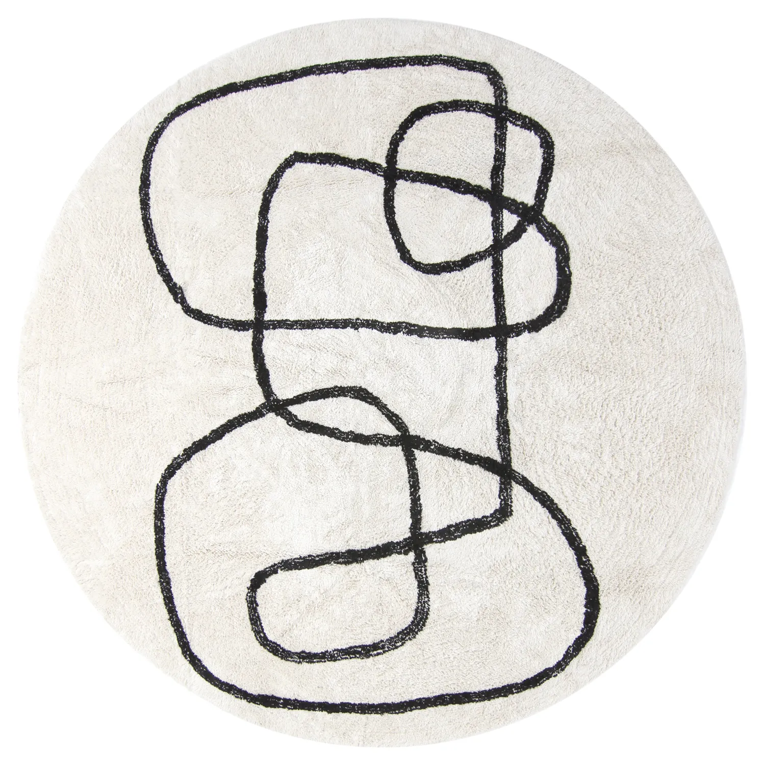 Kolo koberce - Bavello Natural Cotton Shaggy (offwhite/preto)