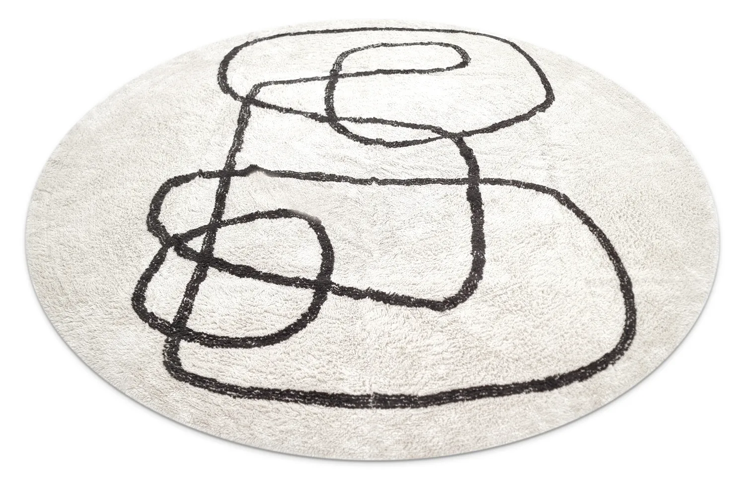 Kolo koberce - Bavello Natural Cotton Shaggy (offwhite/preto)