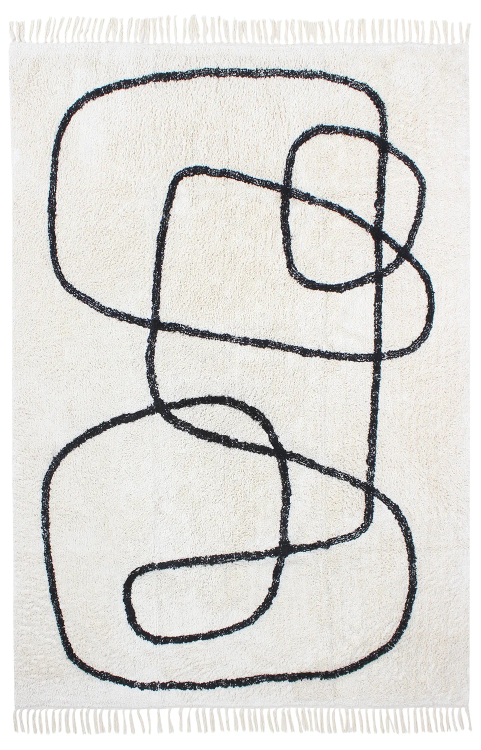 Koberce s dlhým vlasom - Bavello Natural Cotton Shaggy (offwhite/preto)