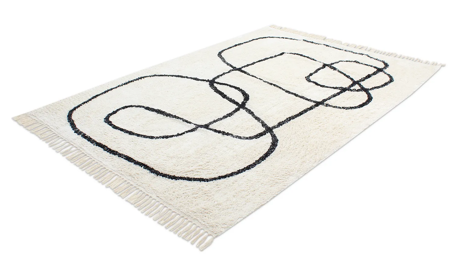 Koberce s dlhým vlasom - Bavello Natural Cotton Shaggy (offwhite/preto)