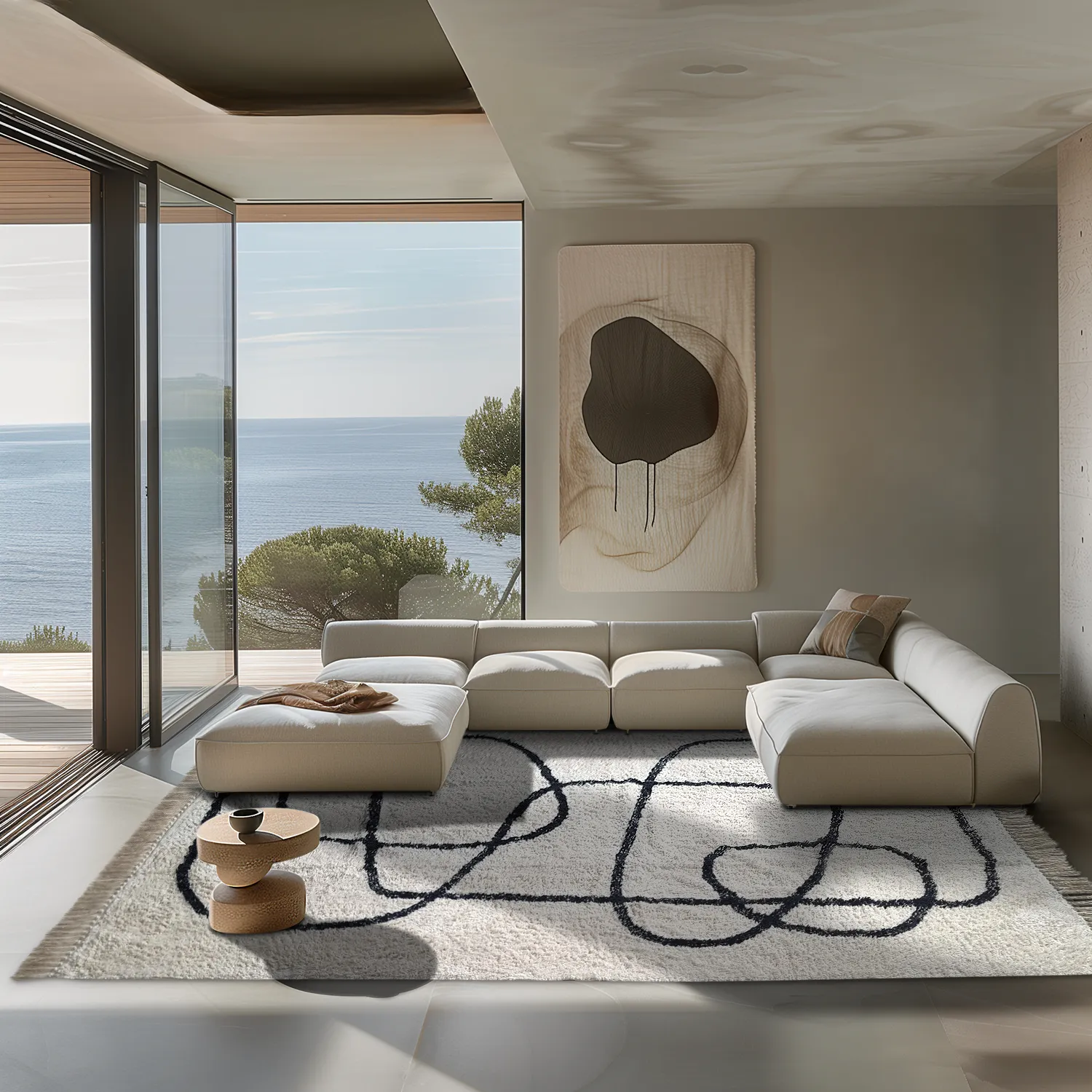 Koberce s dlhým vlasom - Bavello Natural Cotton Shaggy (offwhite/preto)