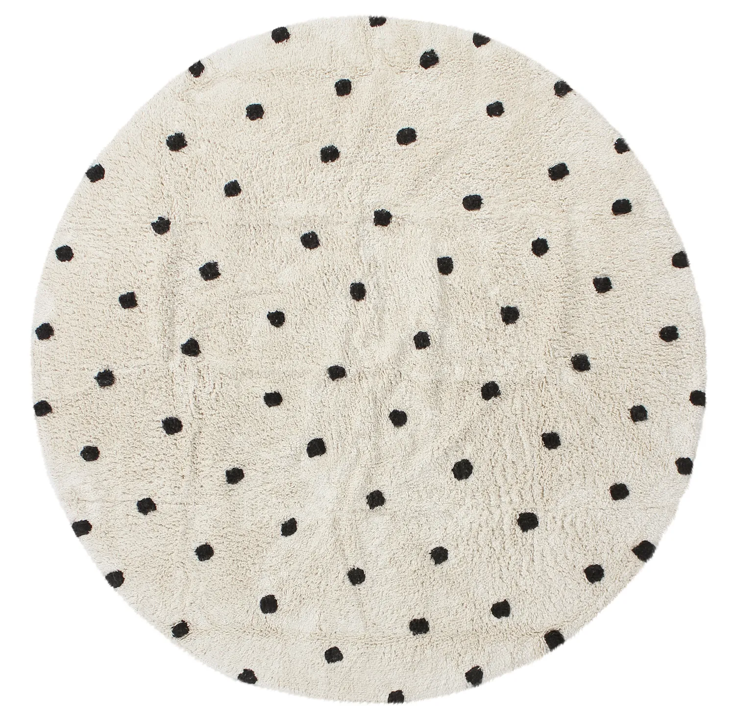 Kolo koberce - Belle Natural Cotton Shaggy (offwhite/preto)