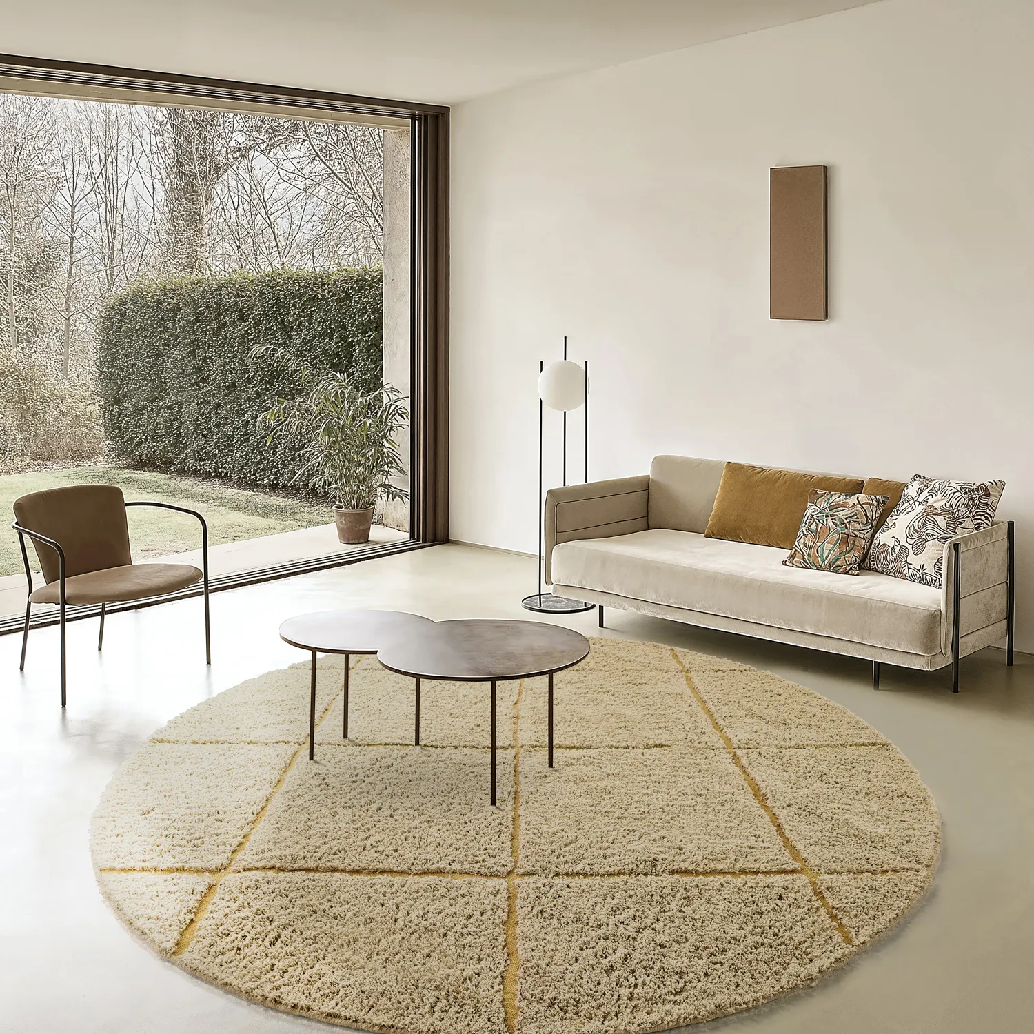 Kruhový koberec - Bellevue Natural Cotton Shaggy (bežová/hnedá)