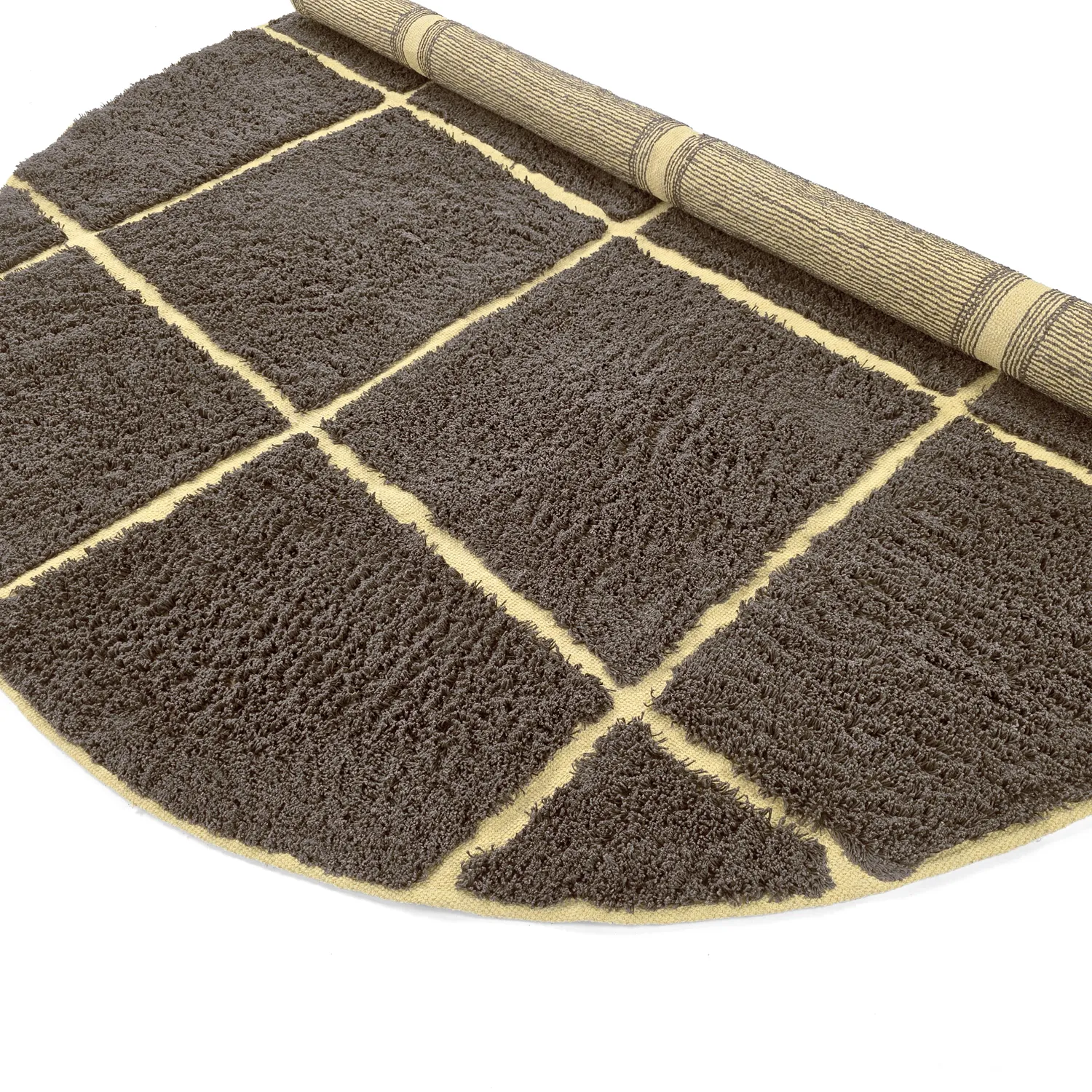 Kolo koberce - Bellevue Natural Cotton Shaggy (hnedá/žltá)