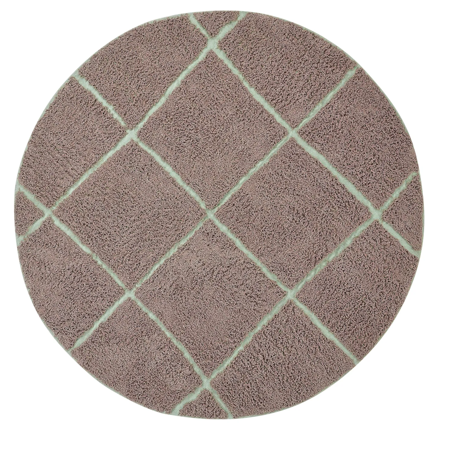 Kolo koberce - Bellevue Natural Cotton Shaggy (taupe/zelená)